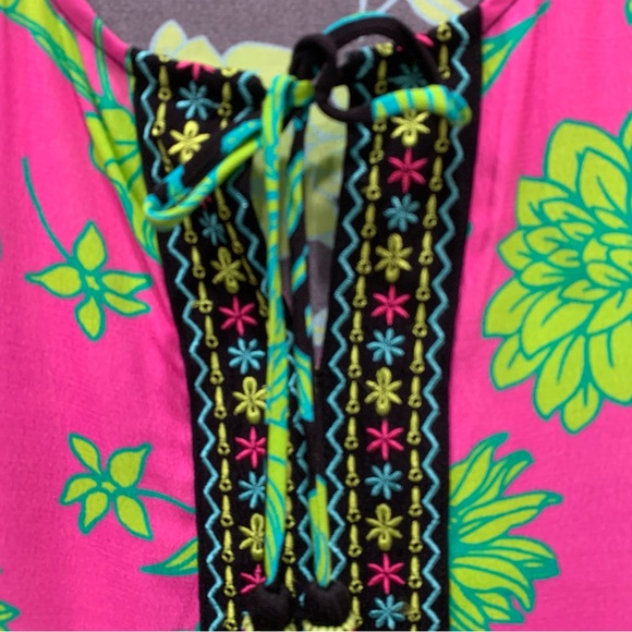 John Mark Embroidered Boho Top Women 2X Tassel Floral Multicolor Kimono Sleeve - Picture 3 of 15